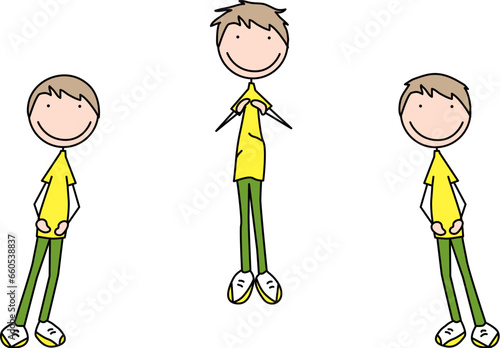 Happy kid exercises side to side jump