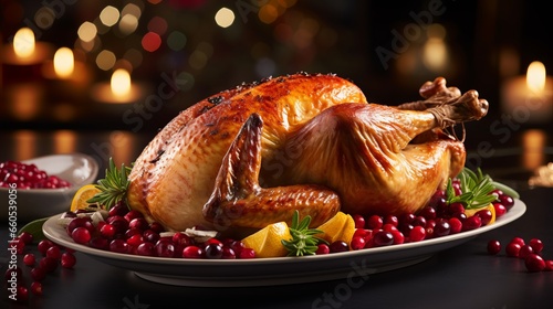 golden roasted turkey in a plate