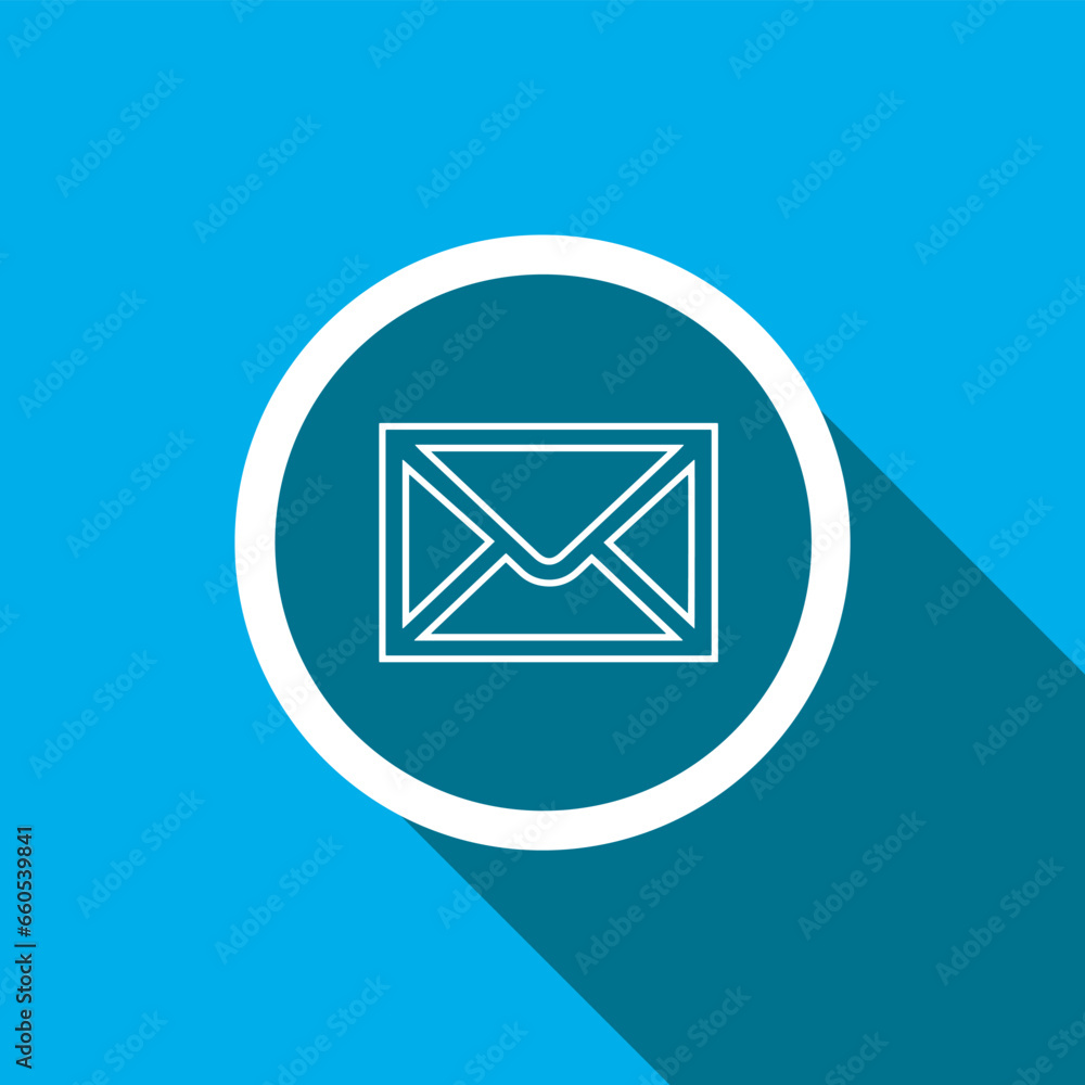 Message icon vector. Envelope icon vector in trendy flat style. Email icon image, Email icon illustration isolated on blue background Message icon vector. Envelope icon vector in trendy flat style. Email icon image, Email icon illustration isolated on blue background