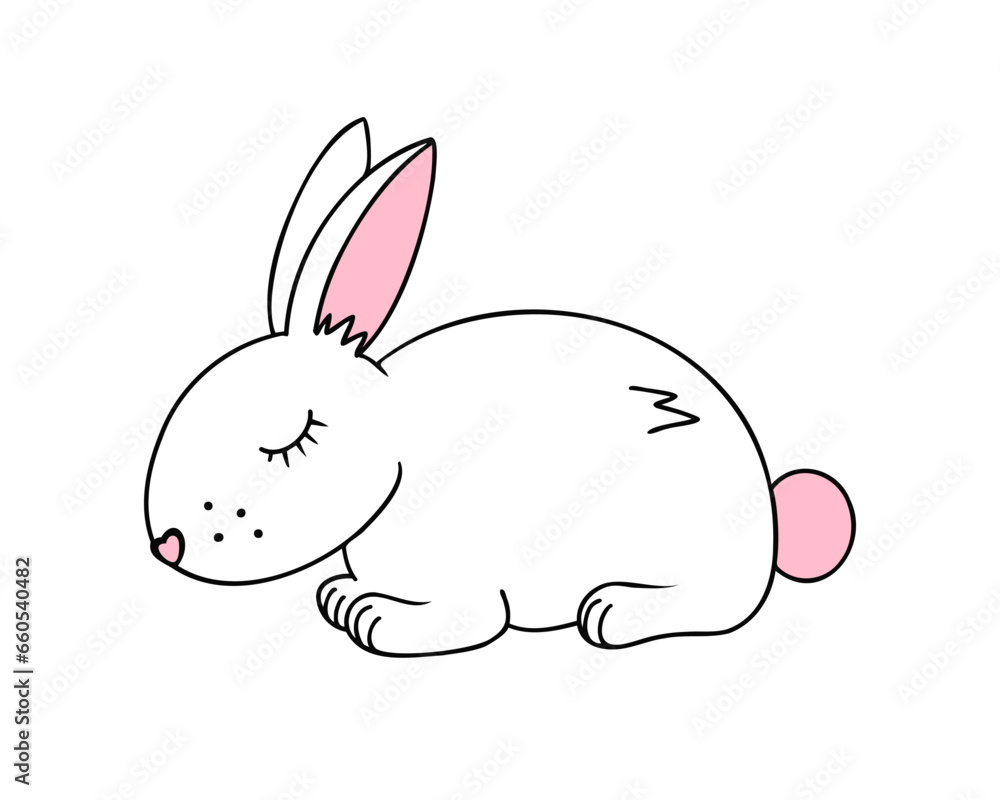hare, rabbit, bunny, animal. Vector Illustration for printing, backgrounds, covers and packaging. Image can be used for greeting cards, posters, stickers and textile. Isolated on white background.