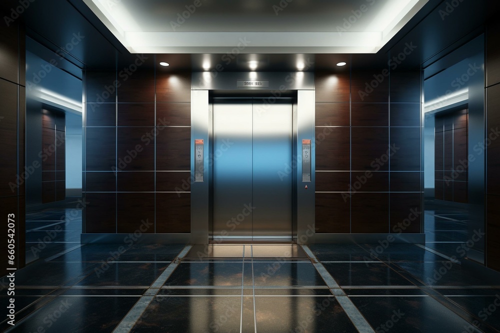 Elevator in workplace. Generative AI