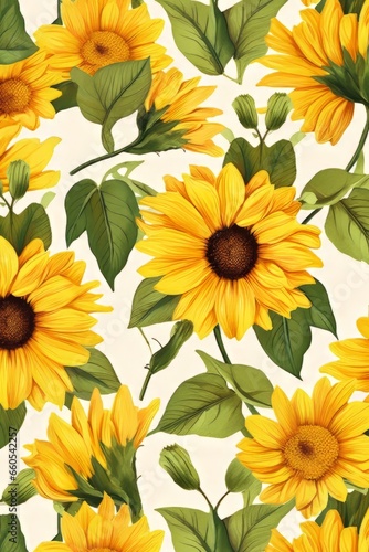 sun flowers pattern, sun flowers background © Bruno