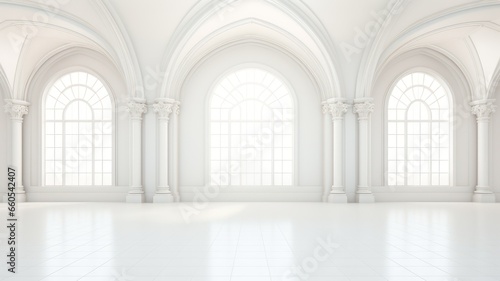 White modern big hall created with Generative AI