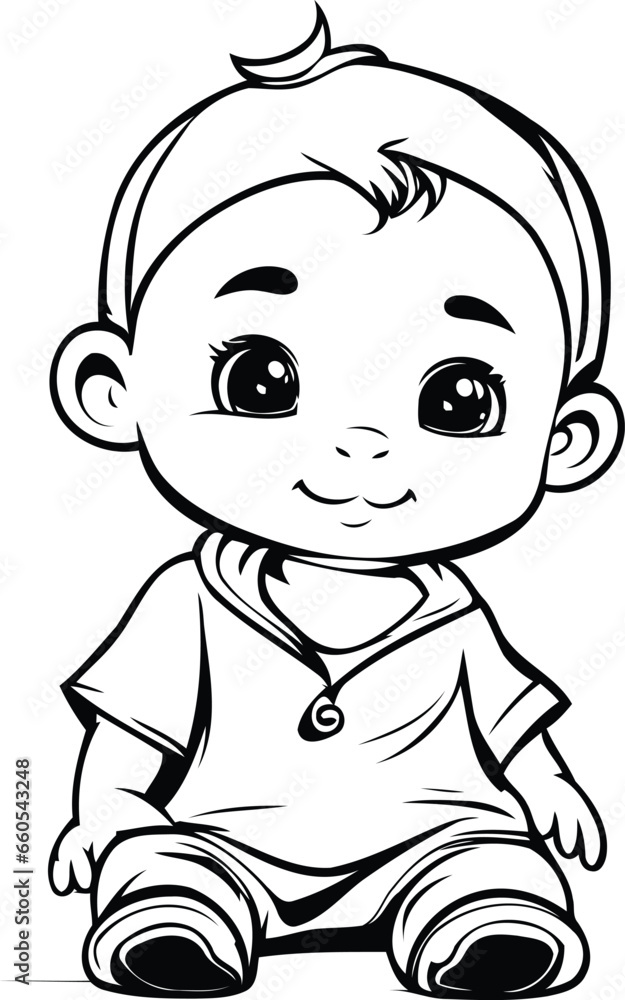 Cute little baby boy cartoon vector illustration isolated on white background.