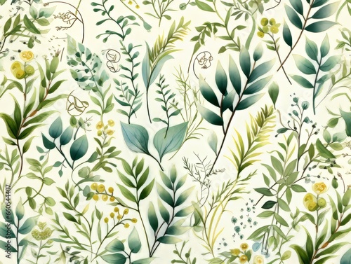 seamless floral pattern with leaves