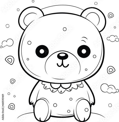 Fototapeta Naklejka Na Ścianę i Meble -  Cute cartoon teddy bear. Coloring book for children.