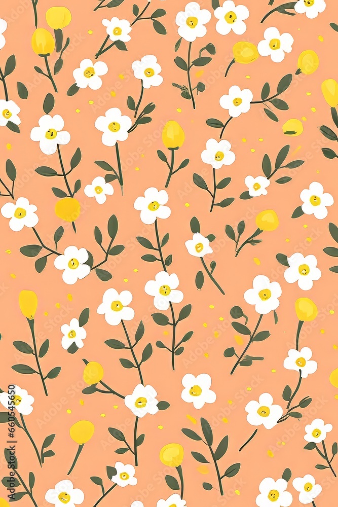 Obraz premium seamless pattern with simple cute flowers