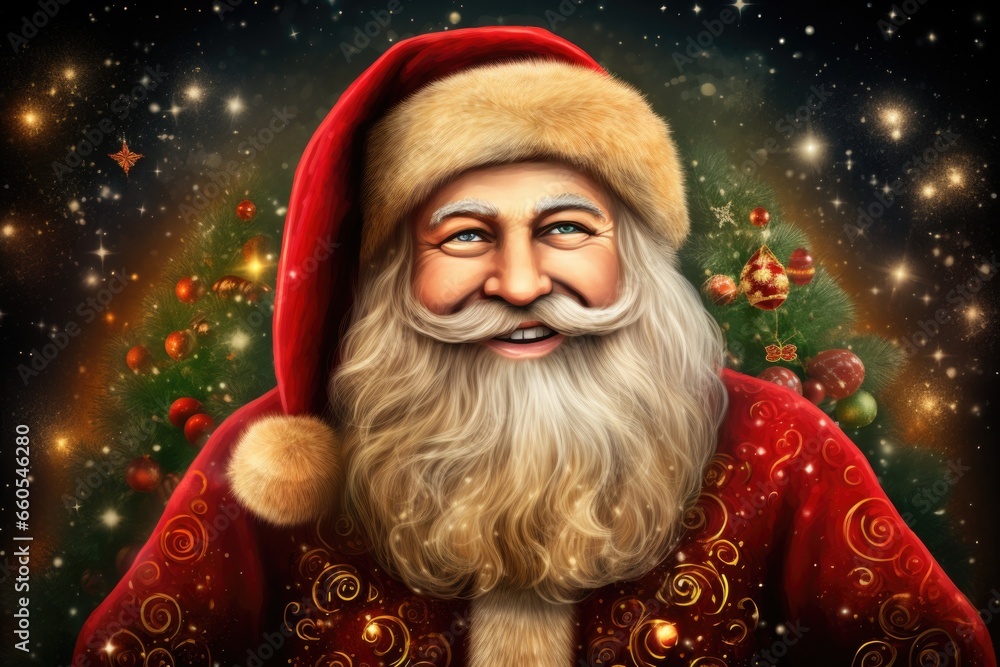 Santa claus in the forest. santa claus with beard and mustache. christmas greeting card. Santa claus in the forest. santa claus with beard and mustache. christmas greeting card.
