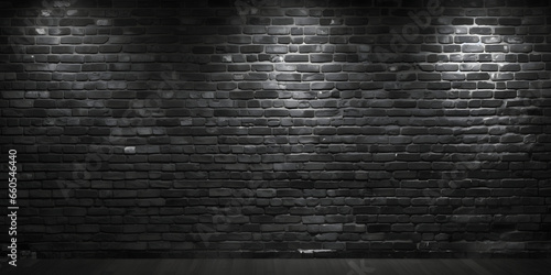 Black Brick Wall High-Quality Black and White Photo with Dark Atmosphere and Bold Texture