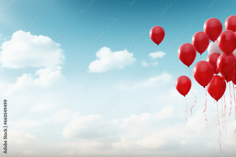 People releasing message balloons on Human Rights Day background with empty space for text 