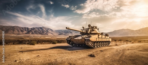 Army soldier's Battle Tank during military training photo