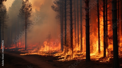 Wildfire burns ground in forest © romanets_v