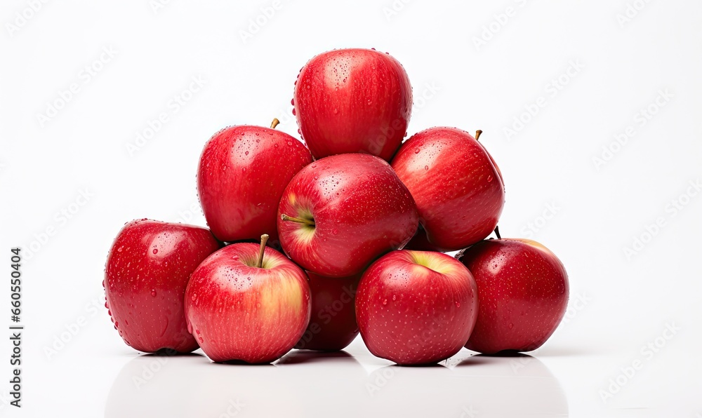 Bounty of fresh red apples on white background isolated. Healthy harvest. Ripe juicy and delicious. Nature bounty. Wholesome apple. Crisp and delight Bounty of fresh red apples on white background isolated. Healthy harvest. Ripe juicy and delicious. Nature bounty. Wholesome apple. Crisp and delight