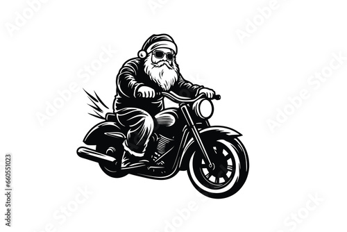 Canvastavla santa claus riding motorcycle