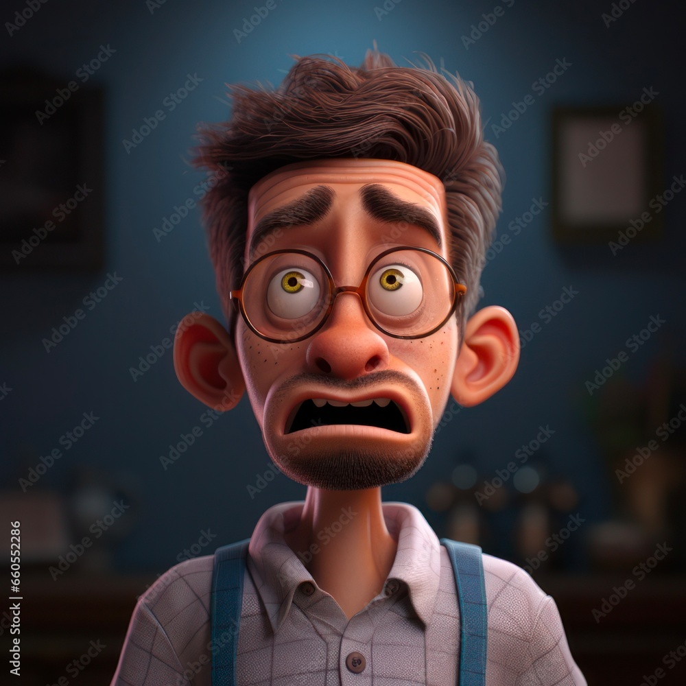 3D Cartoon Character Depicting Ambivalent and Disoriented Feelings 3D Cartoon Character Depicting Ambivalent and Disoriented Feelings