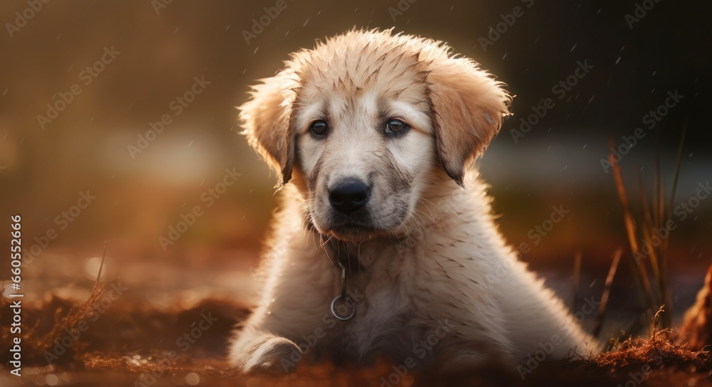 Adorable Anatolian Shepherd Dog Puppies in Playful Pose with Generative AI Technology.