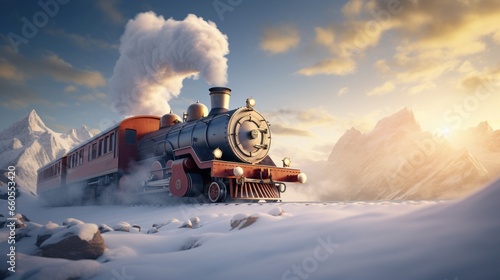 steam locomotive in the mountains generated by AI