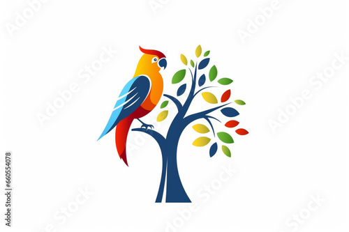 A colorful bird sitting on top of a tree, Generative AI © Picture Paradise