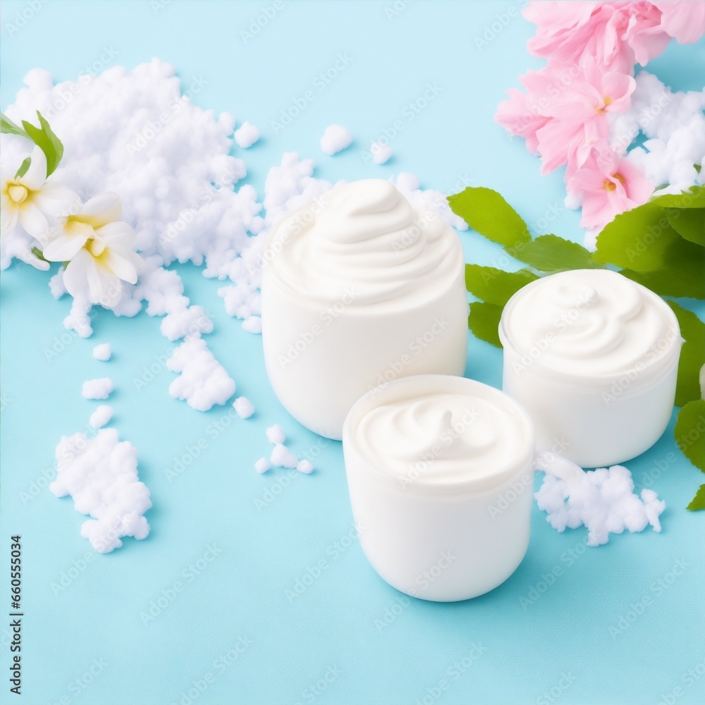 Cosmetic cream with flowers Cosmetic cream with flowers