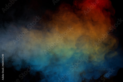 Blue and yellow steam on a black background.