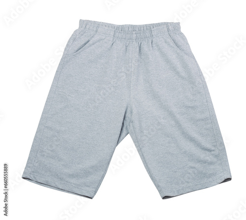 Grey cotton stretch long shorts