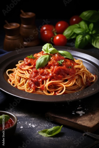 spaghetti with tomato sauce - generative ai