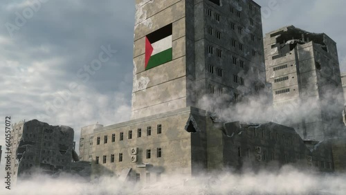 Smoke rises in the aftermath of multiple aerial bombings that targeted the high-rise buildings of a Palestinian city.