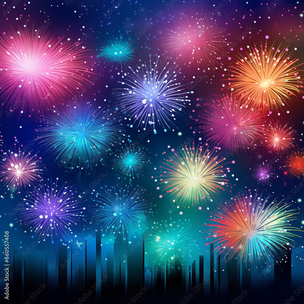 Fototapeta premium fireworks on the night sky