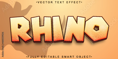 Cartoon Africa Rhino Vector Fully Editable Smart Object Text Effect