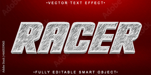 Black And White Faster Racer Vector Fully Editable Smart Object Text Effect