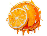 Soczyste plastry pomarańczy namalowane farbą olejną. Przezroczyste tło. 