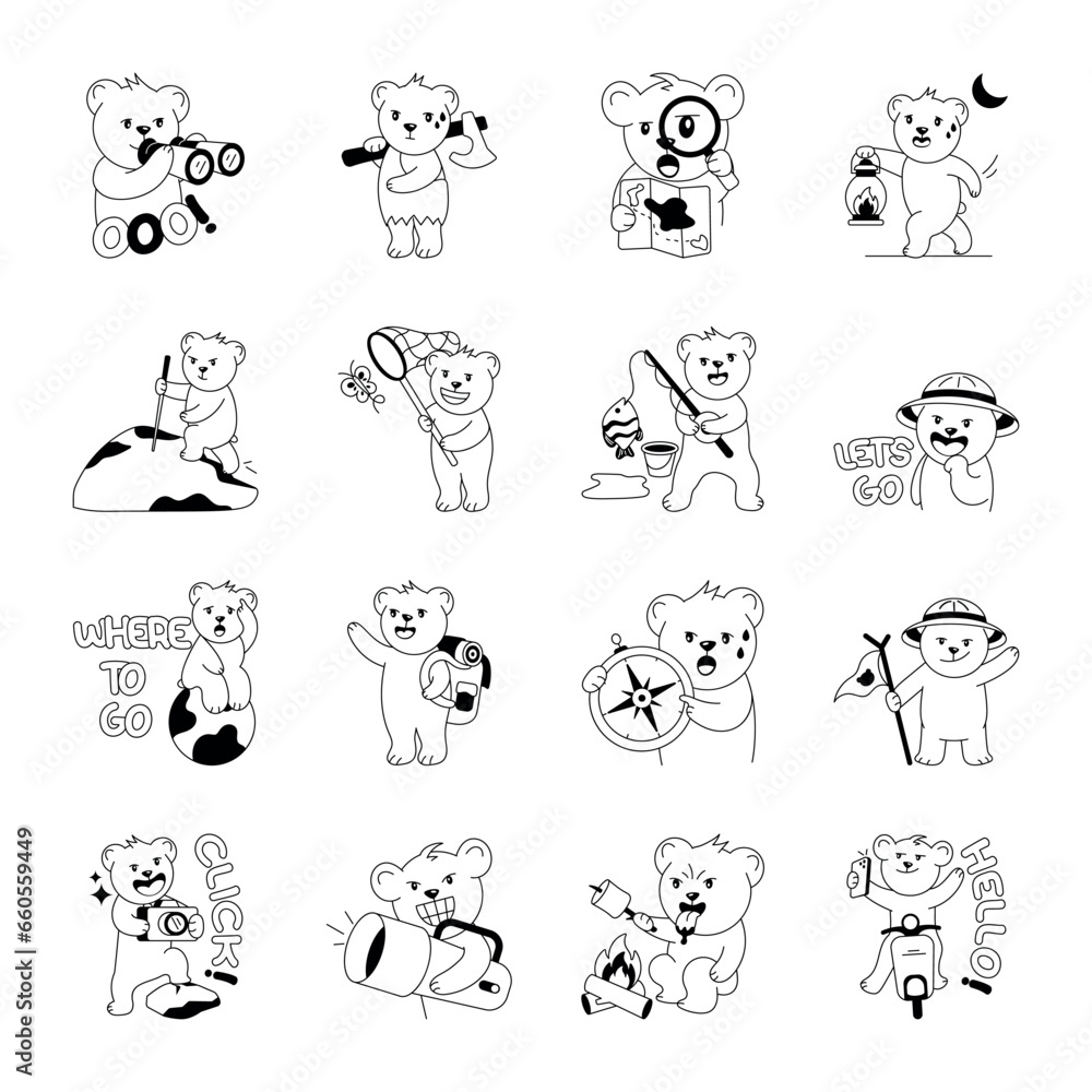 Pack of Adventure Bears Glyph Stickers 
