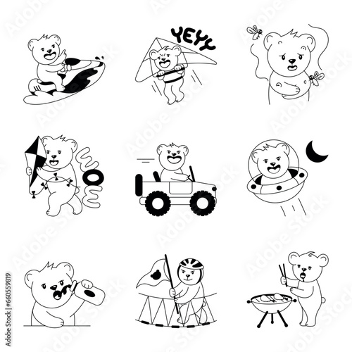 Bundle of Outdoor Bears Glyph Stickers 

