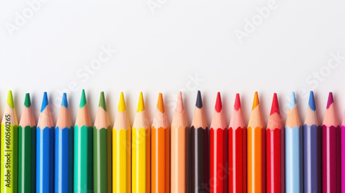 multicolored pencils on white background