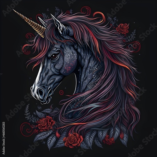 tshirt vector satanic unicorn pony high detailed 