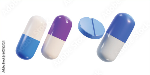 medicine Pills capsule drug flying 3d icon pack
