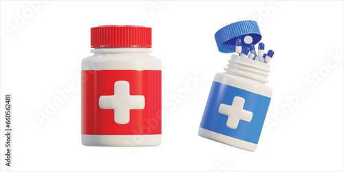 medicine jar supplement bottle icon set
