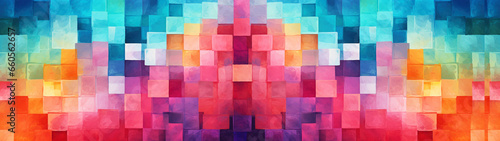 Abstract painting with colorful blocks, closeup of colored mosaic squares, graphics for backgrounds, wallpaper, texture.