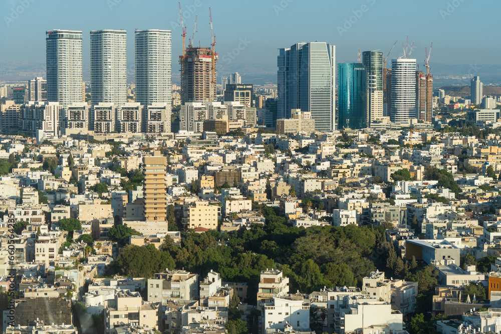 Tel Aviv city in Israel. Panorama of one of the largest cities in Israel