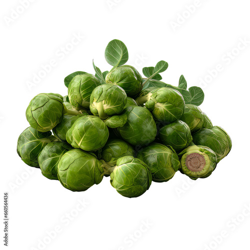 Brussels sprouts vegetable cutout on a transparent background. Concept of food.