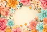 Floral pastel illustration with empty space in the center. Free space for product placement or advertising text.