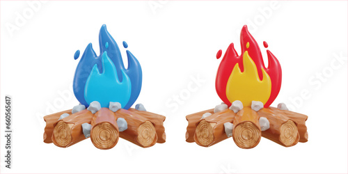 3d bonfire icon set vector illustration