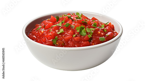 bowl of mexican salsa sauce. Isolated on Transparent background.