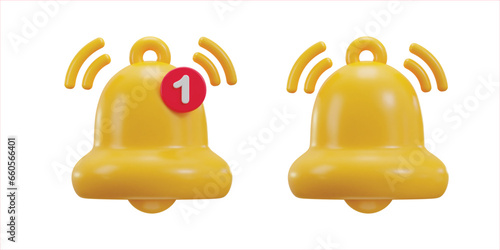 3d notification bell icon set vector illustration