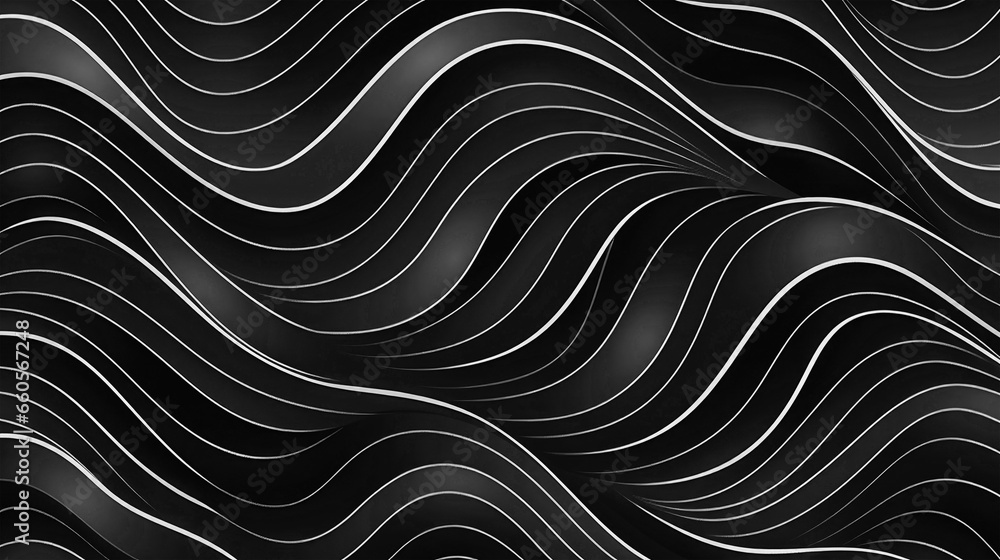 Wavy black, white lines style pattern, organic dynamic background