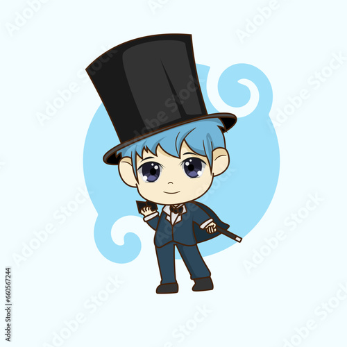 Illustration Vector Graphic Of Chibi Boy Magician