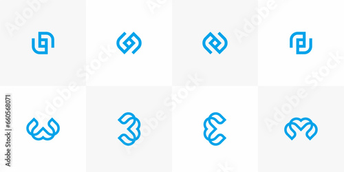 set of icons for design letter b e m w logo desings vector