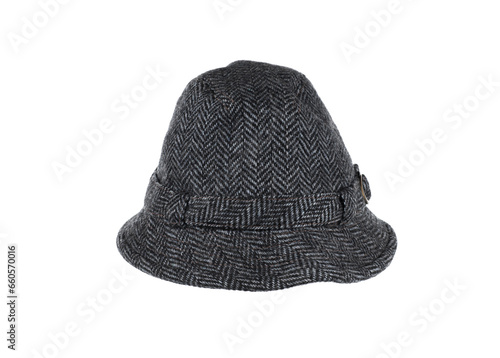 gray bucket hat isolated on white background