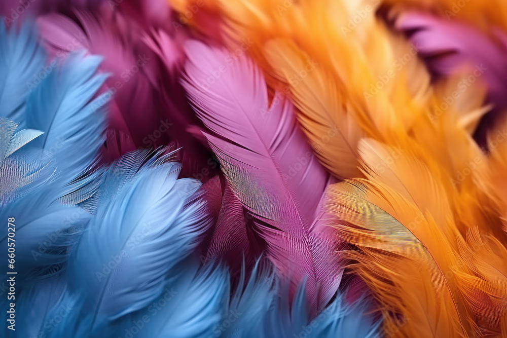Beautiful multi-colored feathers of a fantastic bird, background of colorful feathers Beautiful multi-colored feathers of a fantastic bird, background of colorful feathers