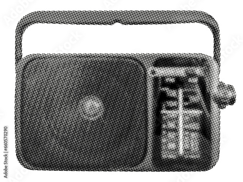 radio receiver isolated retro grunge halftone dotted texture vintage collage element for mixed media design